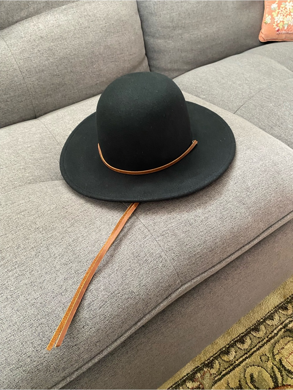 Brixton Black Wool Felt Hat with Tan Leather Band